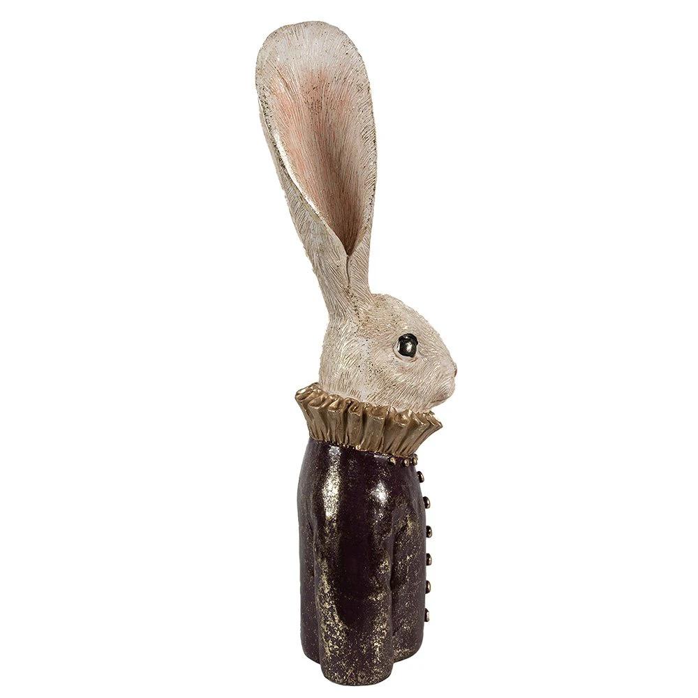 Rabbit statue 42 cm White Gold-colored Polyresin Easter decoration by Clayre & Eef.