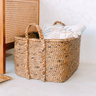 Extra Large Laundry Basket – Square Boho Hamper – Woven Decorative Basket – Storage Basket Made of Natural Water Hyacinth (2 sizes) MENTARI by Soeji