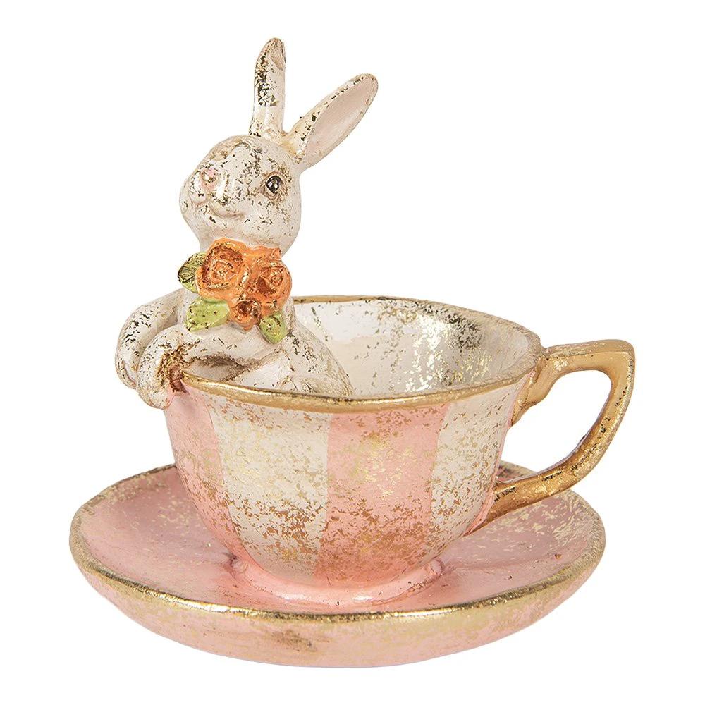 Decoration Statue Rabbit Ø 12x12 cm Beige Plastic by Clayre & Eef.