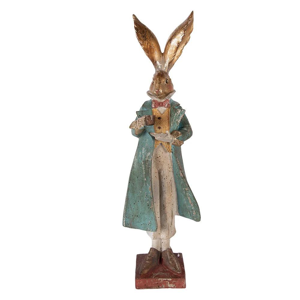 Decoration Statue Rabbit 14x12x47 cm Gold-colored Plastic by Clayre & Eef.