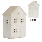 Decoration house with LED 8x5x12 cm Beige ceramics by Clayre & Eef.