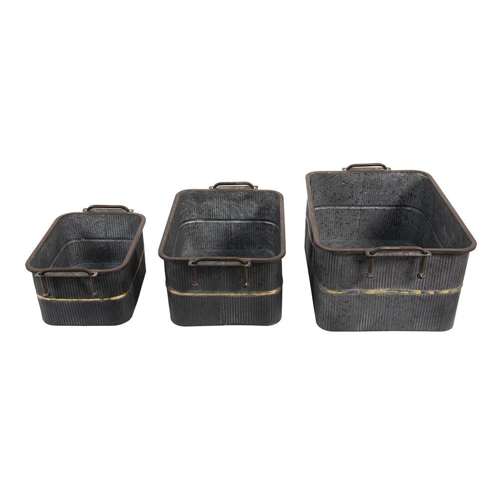 Decoration iron bowl (3) 45x32x20 / 38x27x17 / 31x22x14 cm by Clayre & Eef.
