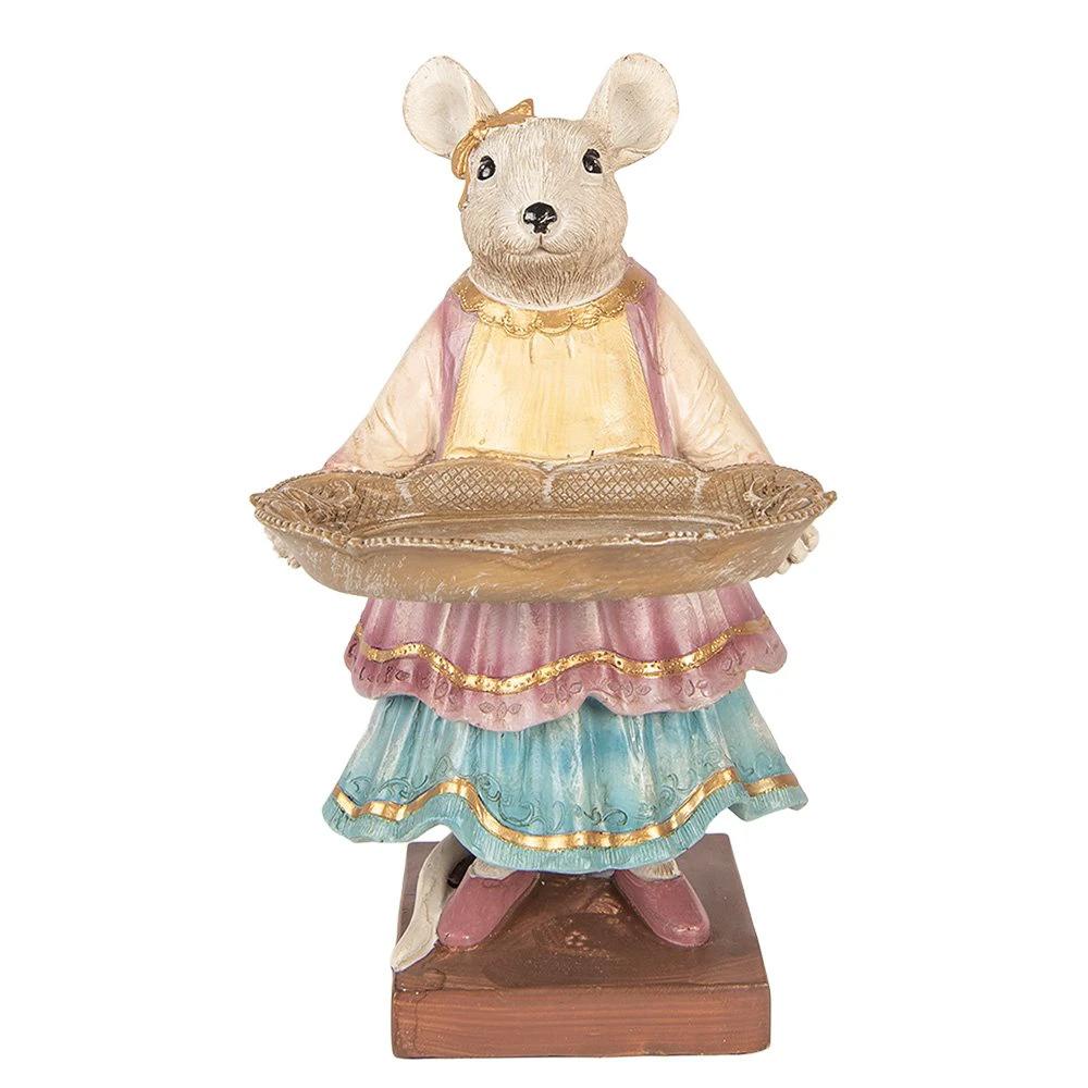 Decoration Statue Mouse 17x15x26 cm Beige Plastic by Clayre & Eef.