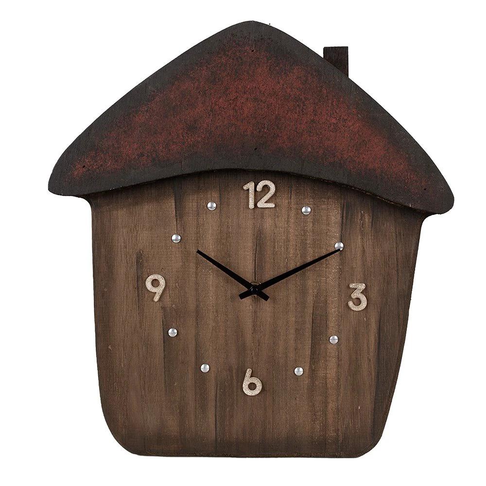 Wanduhr 37x4x40 cm braunes Holz von Clayre & Eef.