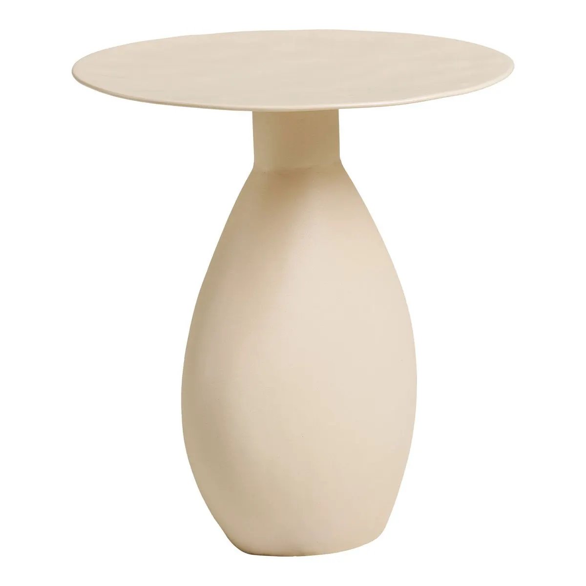 Calais Side table, metal/enamel, off-white, ø36x40 cm by EMIRELLE