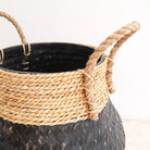 Black Plant Basket Decorative Basket Large Laundry Basket BENOA (black) Hand-woven Basket made of Bamboo and Seagrass (3 sizes) by Soeji