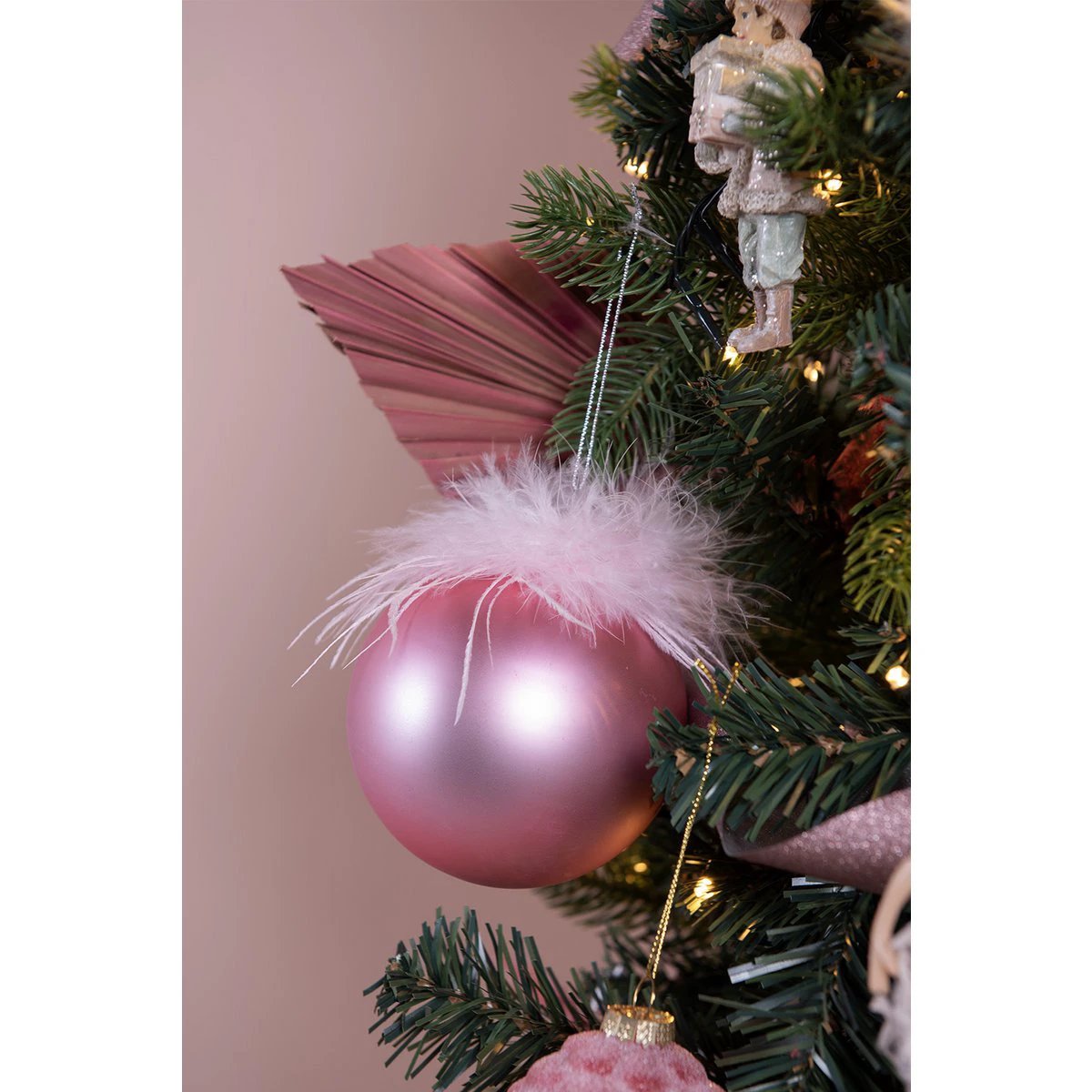 Christbaumkugel-Set aus 4 Stück Ø 10 cm, rosa Glas-Christbaumschmuck von Clayre & Eef.