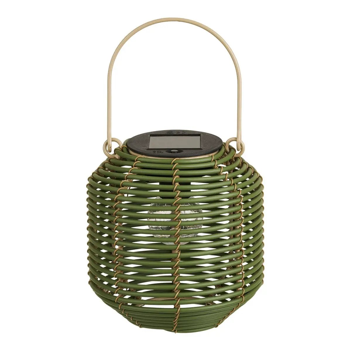 Crewe Lantern, rechargeable with integrated solar panel, green by EMIRELLE