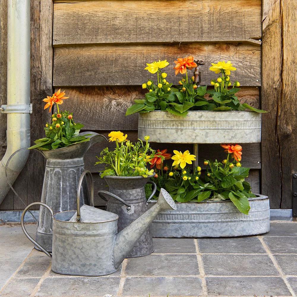Plant holder 55 cm gray iron flowerpot by Clayre & Eef.
