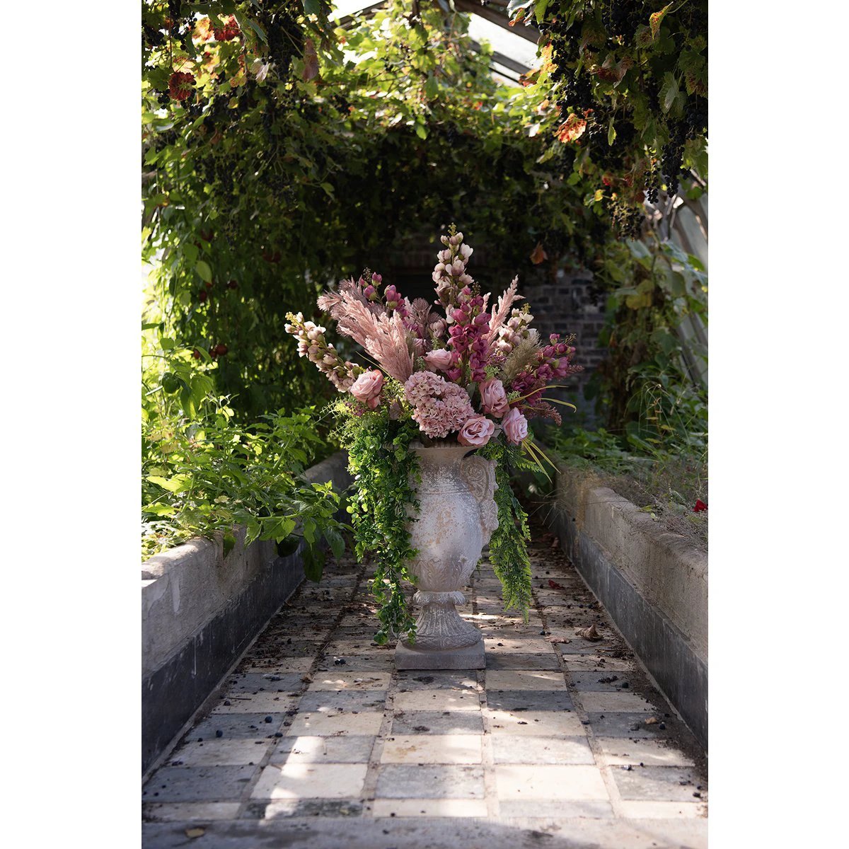 Artificial Flower Hydrangea 44 cm Pink Plastic Artificial Plant by Clayre & Eef.