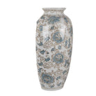 Vase 19x10x38 cm Weiß Blau Keramik von Clayre & Eef.