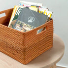 Shelf Basket made from Rattan Newspaper Basket Storage Basket Brown Handwoven Decorative Basket WARSA (3 sizes) by Soeji