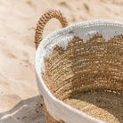 Round Seagrass Baskets with White Cotton Cords WAIGEO (3 sizes) Decorative Laundry or Storage Basket by Soeji