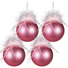 Weihnachtskugel-Set mit 4 Stück Ø 10 cm, rosafarbene Weihnachtsbaumdekorationen aus Glas von Clayre & Eef.