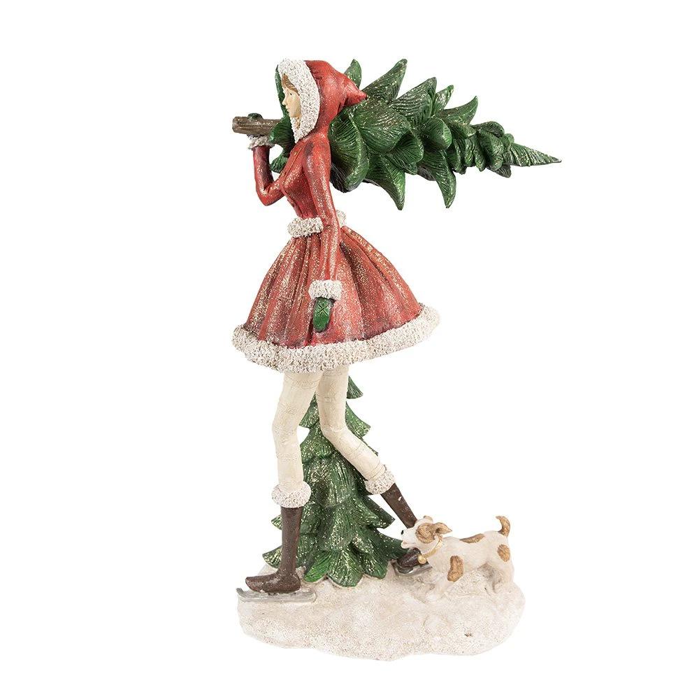 Bild Mädchen 25x17x43 cm Rot Grün Polyresin Weihnachtsdekoration von Clayre & Eef.