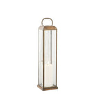Herslev Lantern, glass/metal, antique brass look, 12x12x49 cm by EMIRELLE