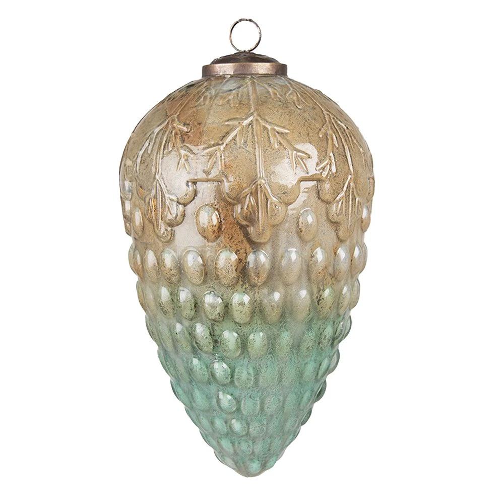 Christmas bauble XL Ø 11 cm Turquoise Glass Christmas decoration by Clayre & Eef.