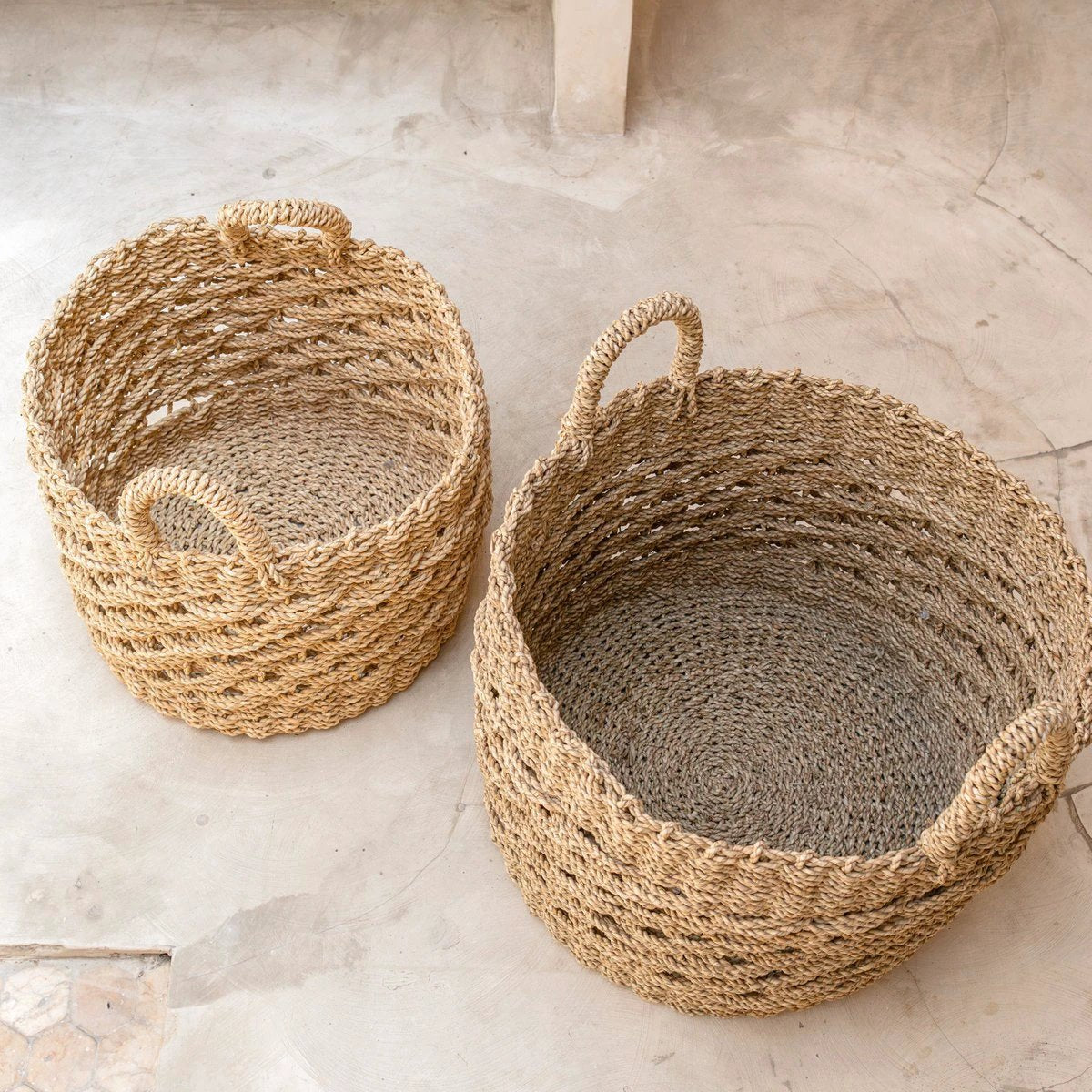 Large Laundry Basket Round Storage Basket Decorative Basket Woven from Natural Fibres MASILA (2 sizes) by Soeji