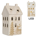 Decoration house with LED 10x9x18 cm beige ceramics by Clayre & Eef.