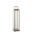 Herslev Lantern, glass/metal, antique brass look, 12x12x49 cm by EMIRELLE