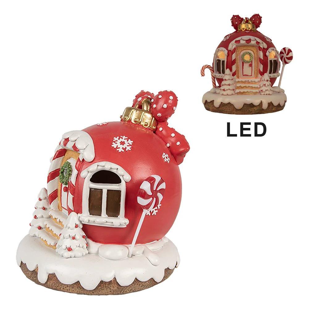 Decoration House with LED Gingerbread house 14 cm Red Plastic Gingerbread house by Clayre & Eef.