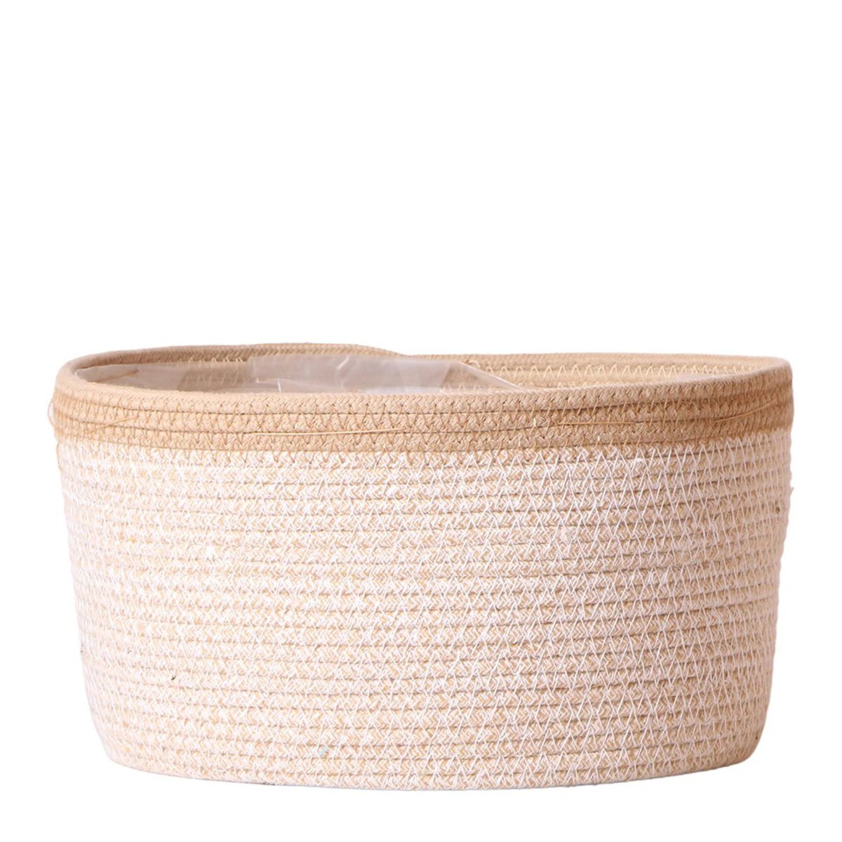 Hummingbird Home | Cotton Basket dish white - Cotton woven dish with white detail - pot size Ø30cm by Kolibri Company