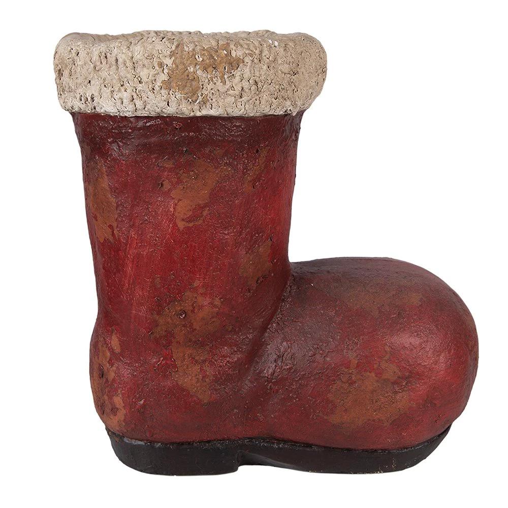 Weihnachtsdekorationsskulptur Stiefel 28x18x30 cm rot Keramik von Clayre & Eef.