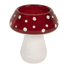 Tea light holder Mushroom Ø 7x7 cm Red White Glass by Clayre & Eef.