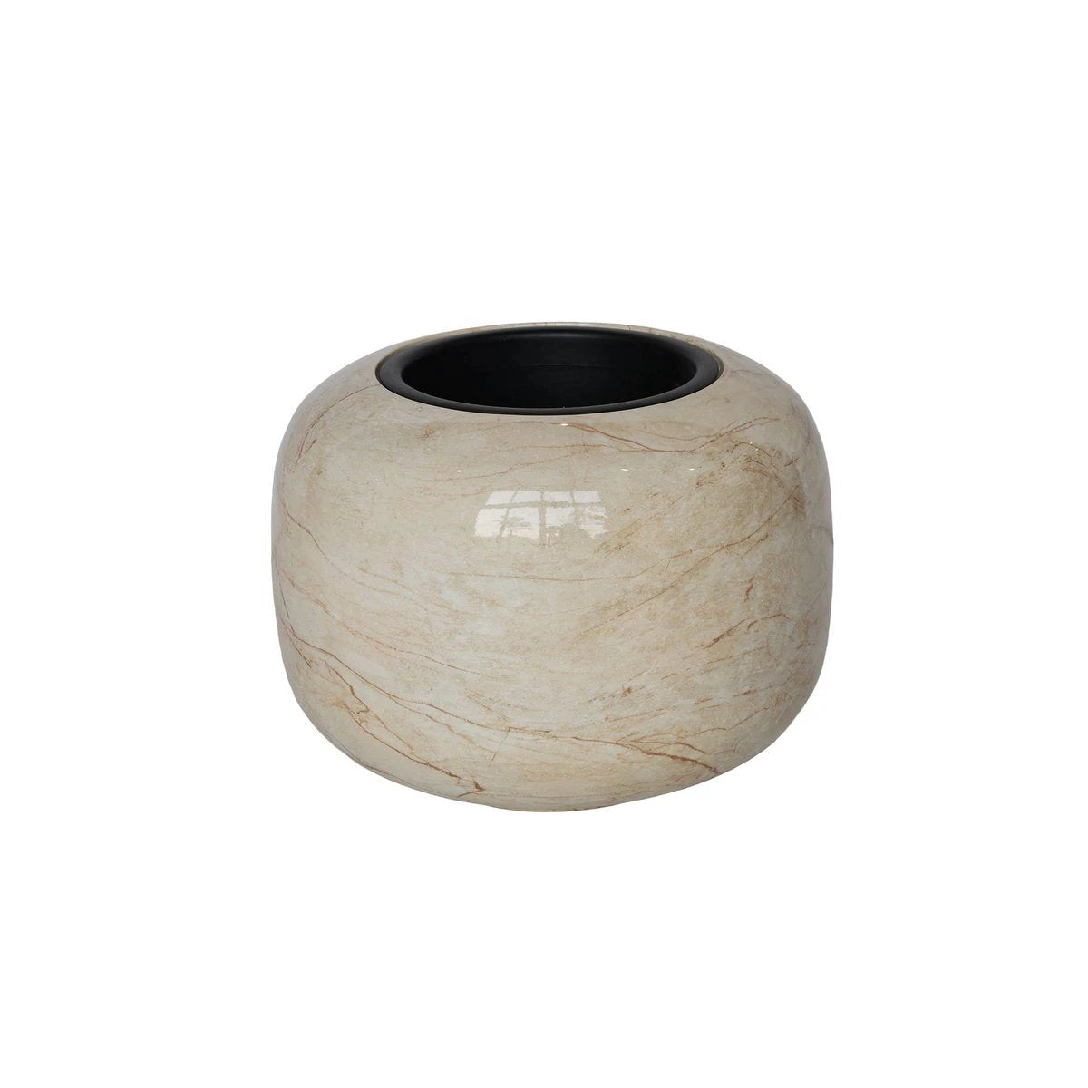Plantenpot - Phuket glossy beige marble by Vase The World