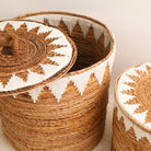 Laundry Basket with Lid Handwoven from Banana Fibre EMPAT Large Decorative Hamper Basket with white Cotton Macrame (2 sizes) by Soeji