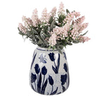Vase Ø 16x18 cm White Blue Ceramic by Clayre & Eef.