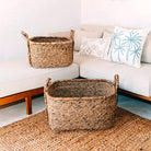 Extra Large Laundry Basket – Square Boho Hamper – Woven Decorative Basket – Storage Basket Made of Natural Water Hyacinth (2 sizes) MENTARI by Soeji