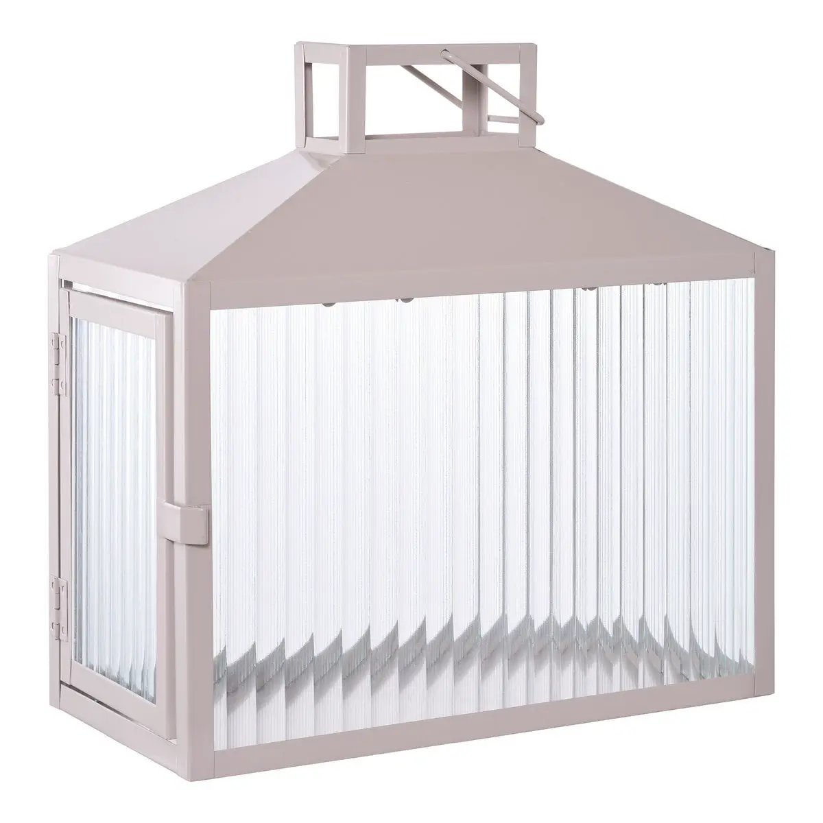 Lucca Lantern - Beige/Grey, Metal/Glass, 26.5x13x26.5 cm by EMIRELLE