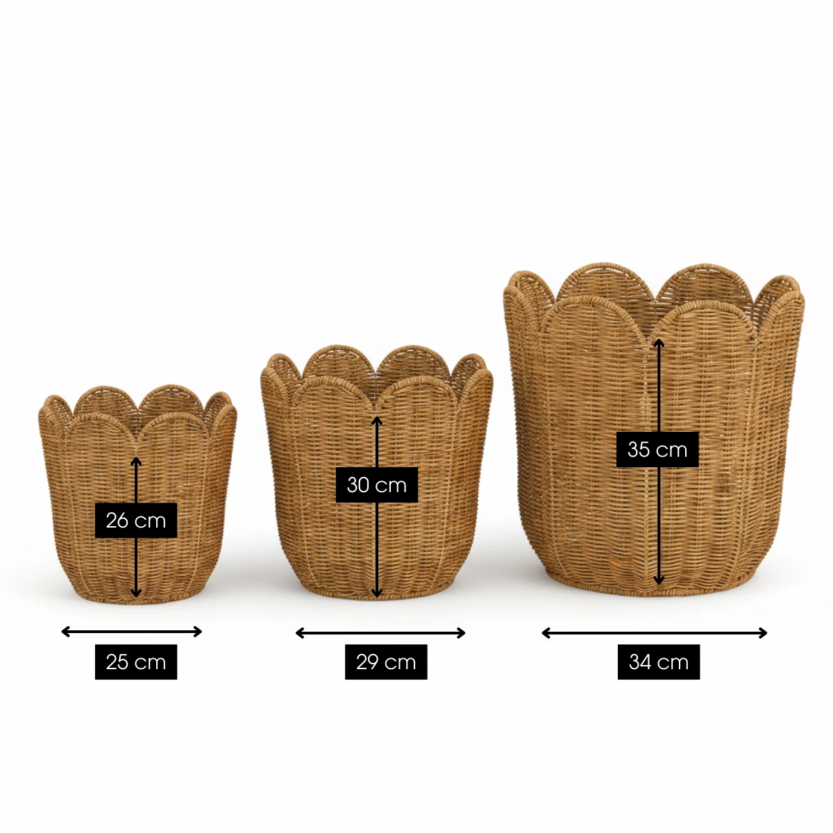 Storage basket set Eleta Light brown by Mica Decorations
