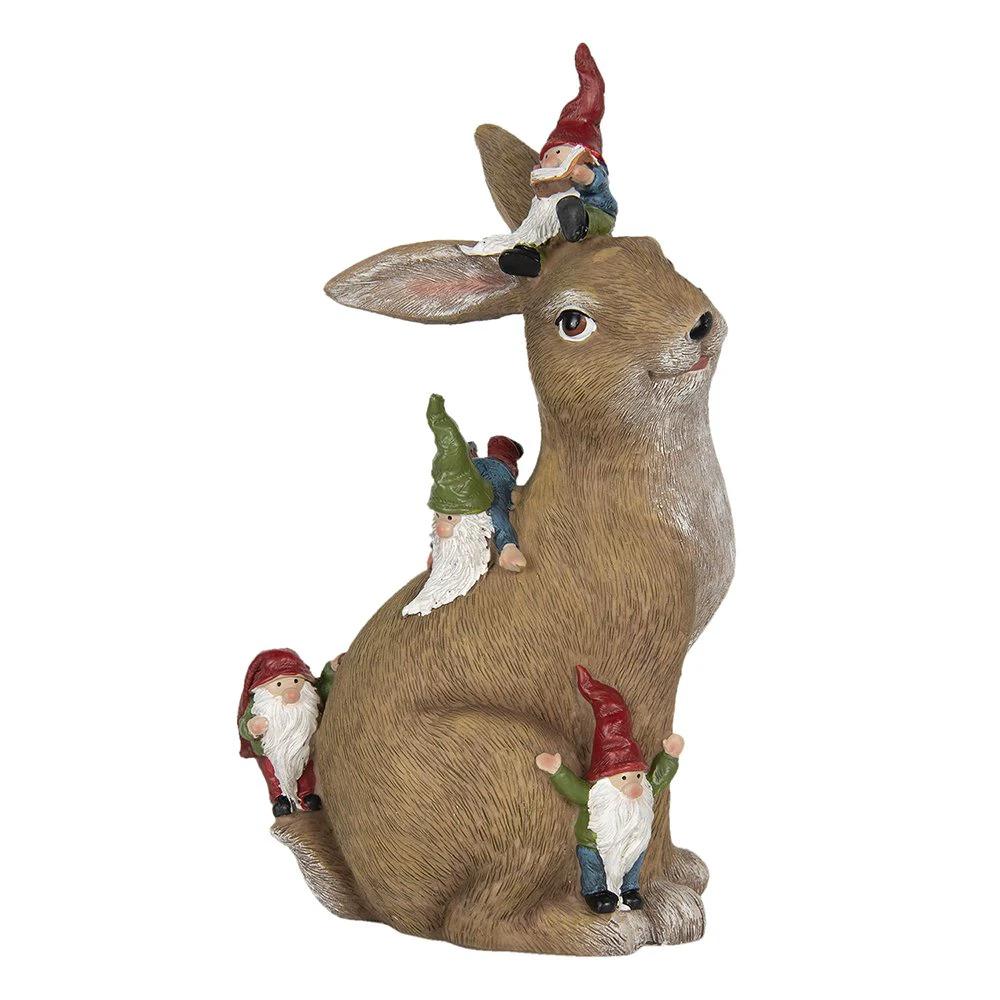 Decoration rabbit with gnomes 18x11x30 cm by Clayre & Eef.
