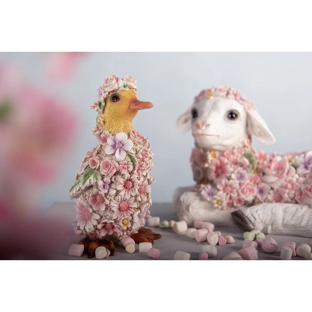 Figur Ente 10x11x18 cm Rosa Polyresin Blumen Wohnaccessoires von Clayre & Eef.