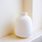 Vase White Small Round Decorative Vase for Dried or Fresh Flowers Hand Cast from Clay with BAWA by Soeji
