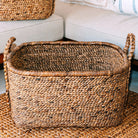 Extra Large Laundry Basket – Square Boho Hamper – Woven Decorative Basket – Storage Basket Made of Natural Water Hyacinth (2 sizes) MENTARI by Soeji