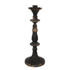 Candlestick 30 cm Black Gold-colored Iron Candle Stand by Clayre & Eef.