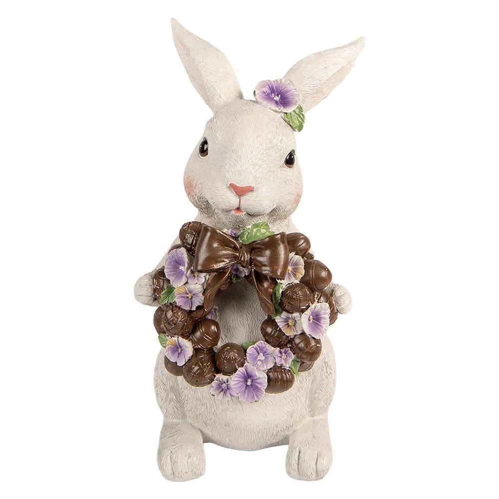 Decoration Statue Rabbit 17x16x30 cm White Plastic by Clayre & Eef.