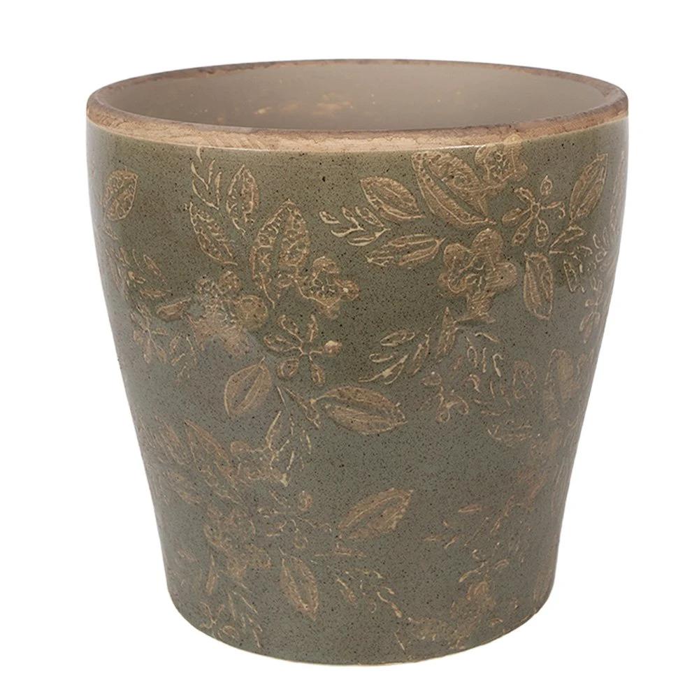 Flowerpot Ø 18x17 cm Green Ceramic by Clayre & Eef.