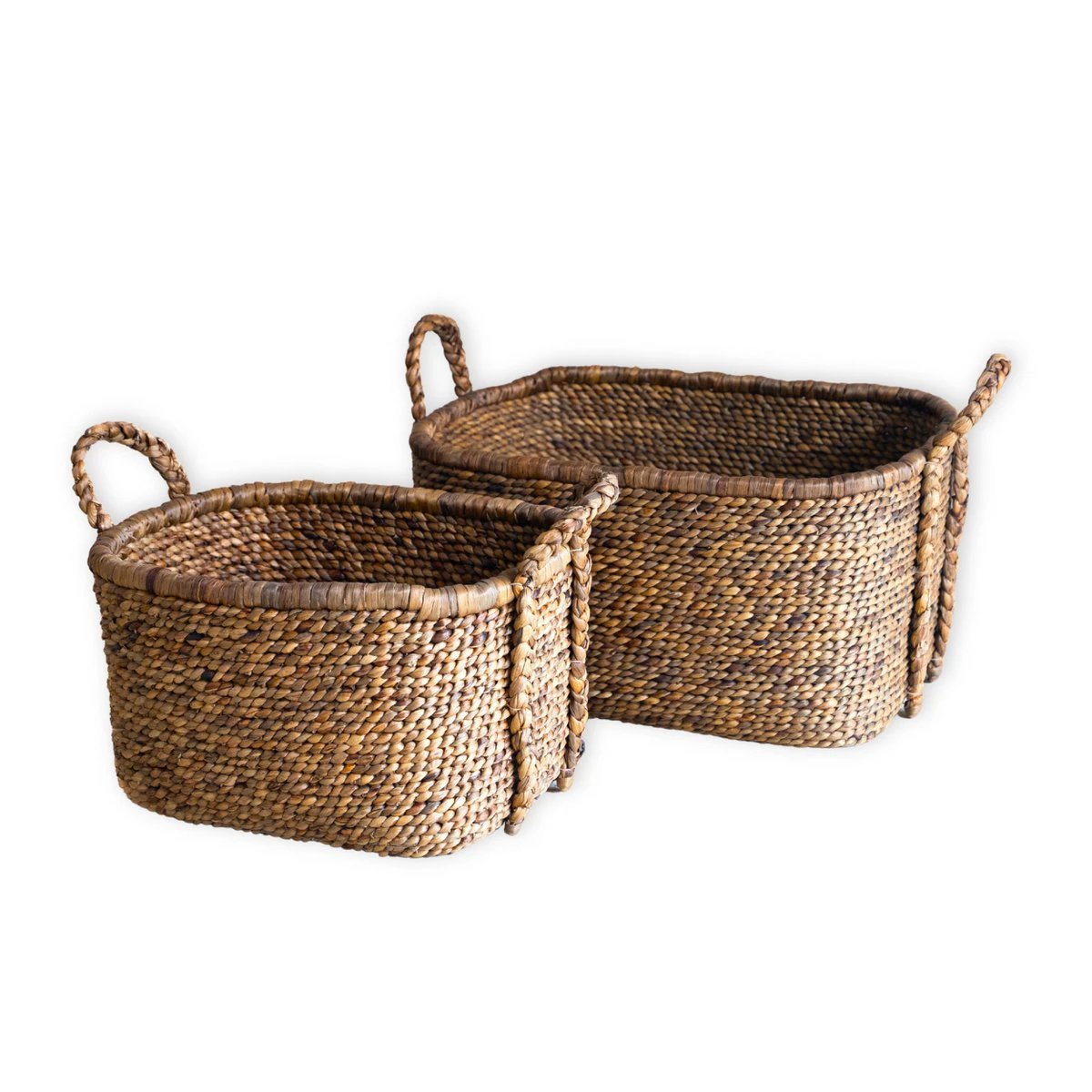 Extra Large Laundry Basket – Square Boho Hamper – Woven Decorative Basket – Storage Basket Made of Natural Water Hyacinth (2 sizes) MENTARI by Soeji