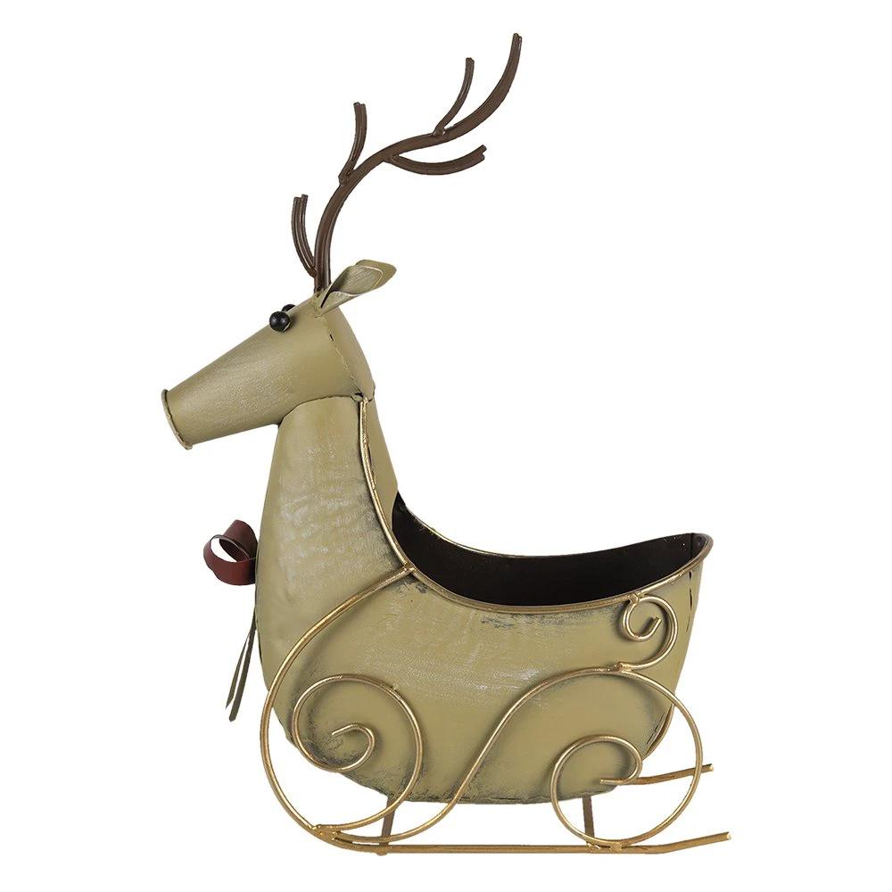Plant holder sleigh with reindeer 33x17x44 cm by Clayre & Eef.