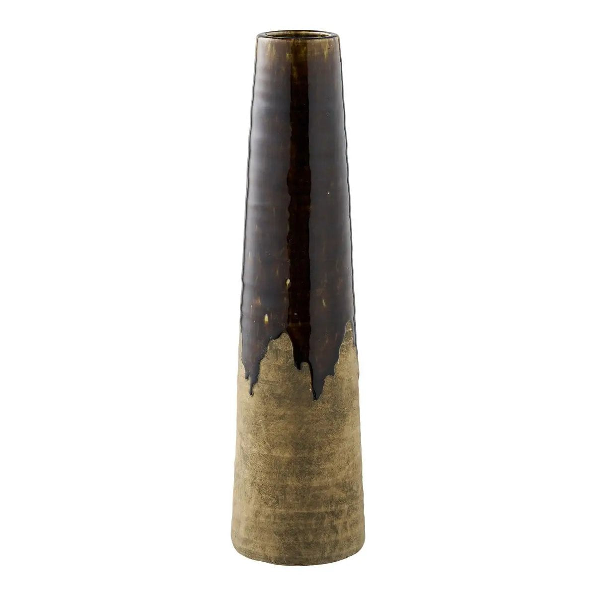 Vase, ceramic, brown, ø12,5x48 cm by EMIRELLE