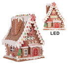 Lebkuchenhaus mit LED 13x13x18 cm braun weiß Kunststoff von Clayre & Eef.