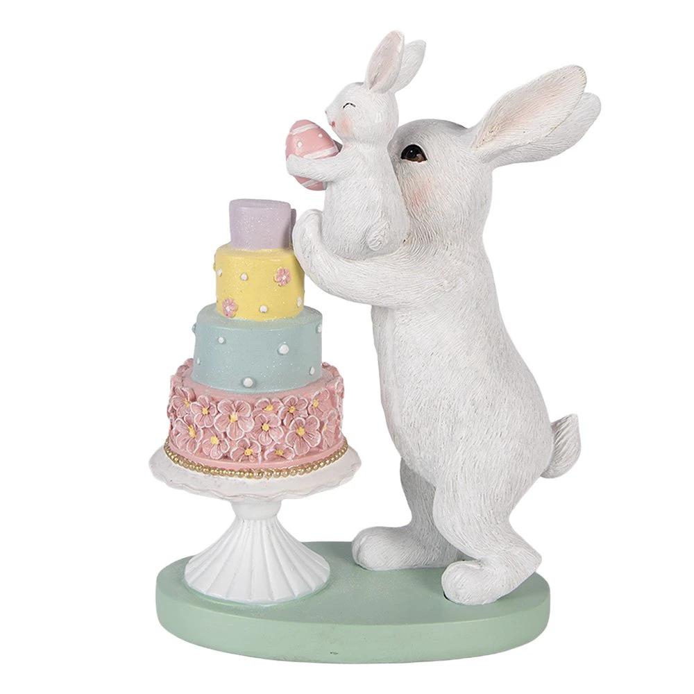 Decoration Statue Rabbit 21x10x27 cm White Plastic by Clayre & Eef.