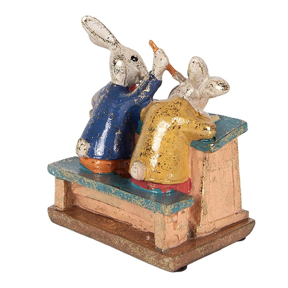 Decoration Statue Rabbit 11x7x11 cm White Plastic by Clayre & Eef.