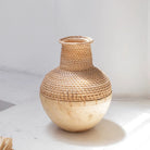 Woven Boho Vase KAMARI made from Rattan and Wood by Soeji