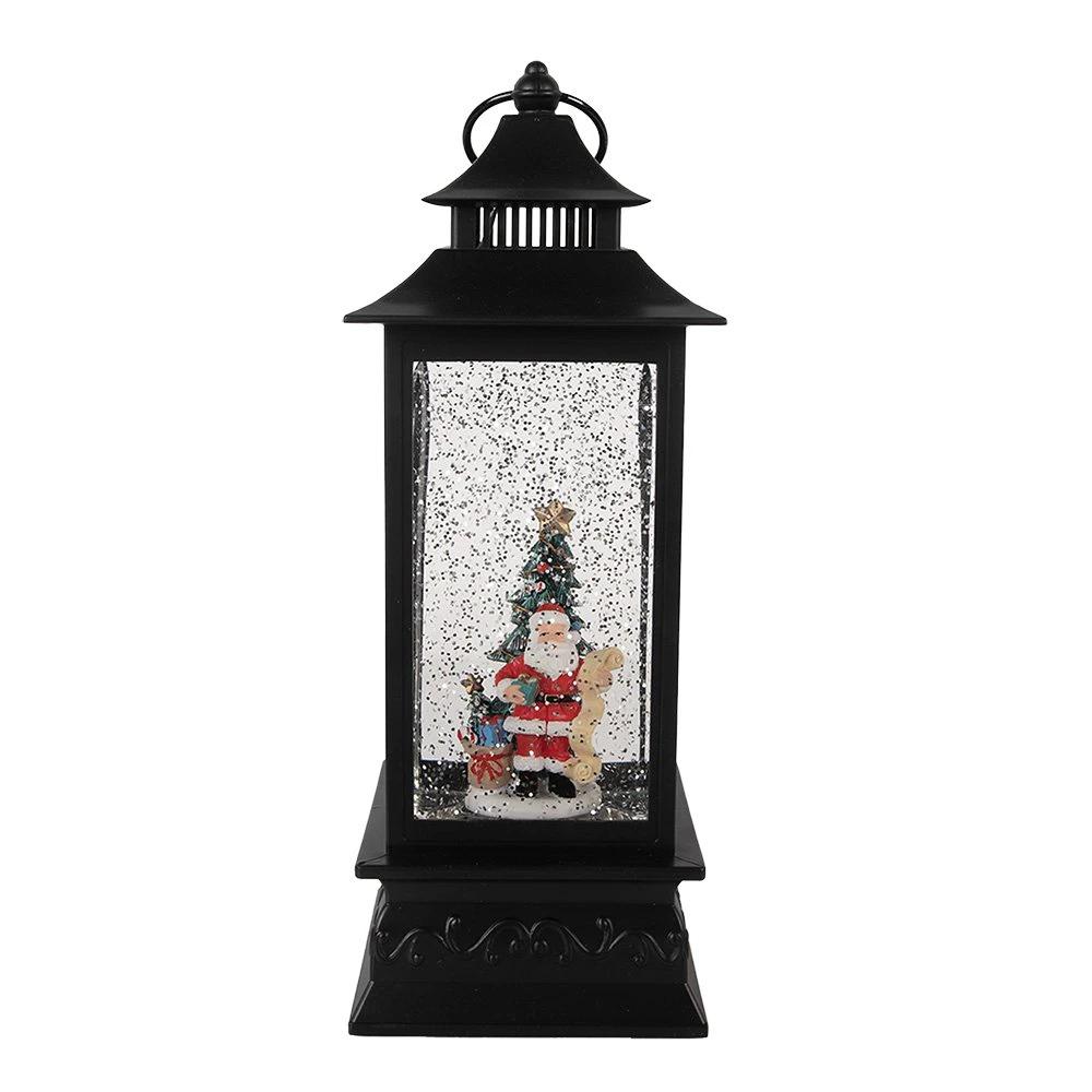 Christmas decoration with LED lighting and music 10x10x28 cm Black Plastic by Clayre & Eef.