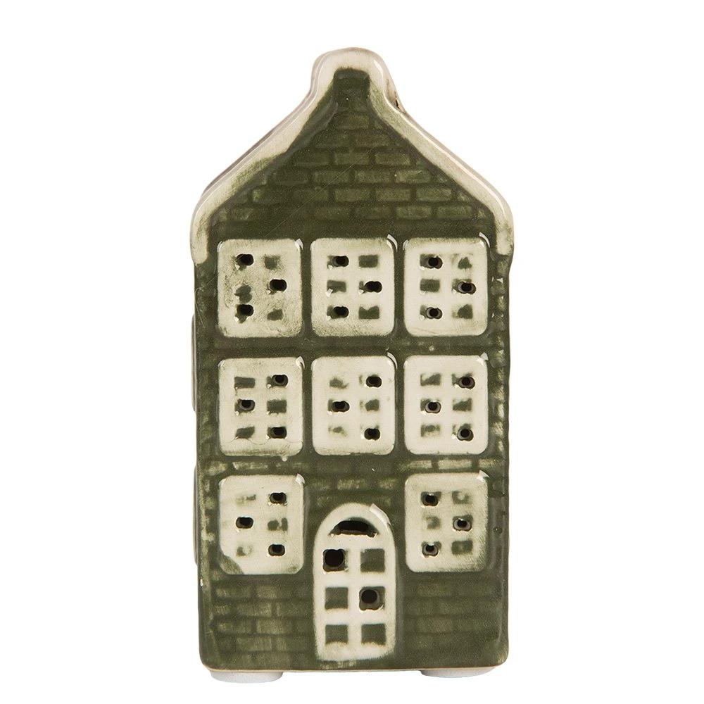 Decoration House with LED House 4x4x8 cm Green Ceramic by Clayre & Eef.